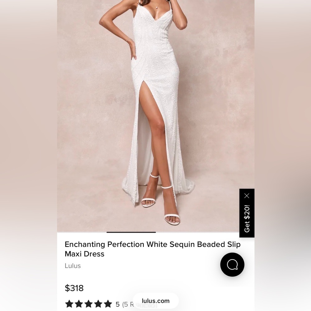 Lulu's White Sequin Beaded Maxi Dress